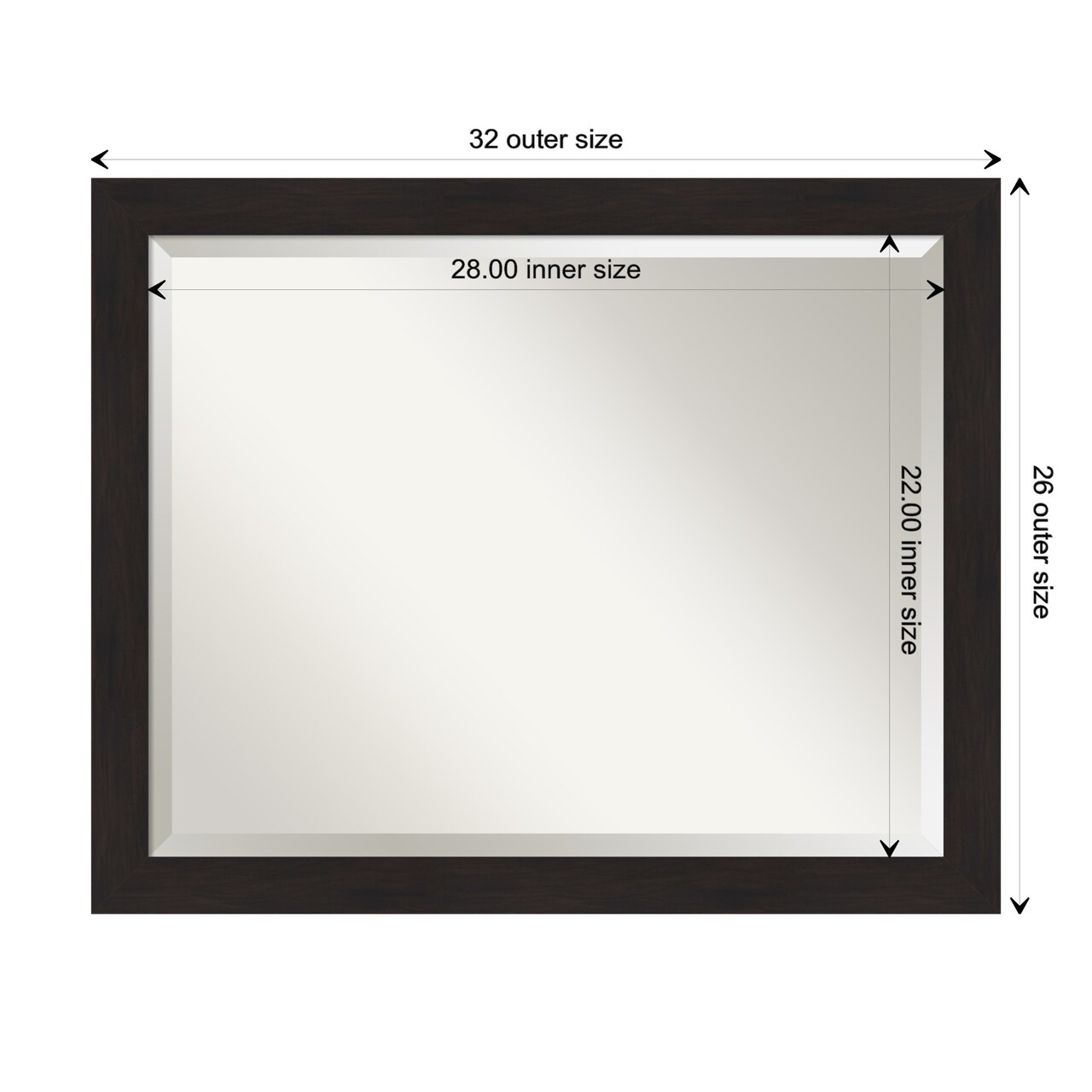Beveled Bathroom Wall Mirror, Furniture Espresso Narrow Frame